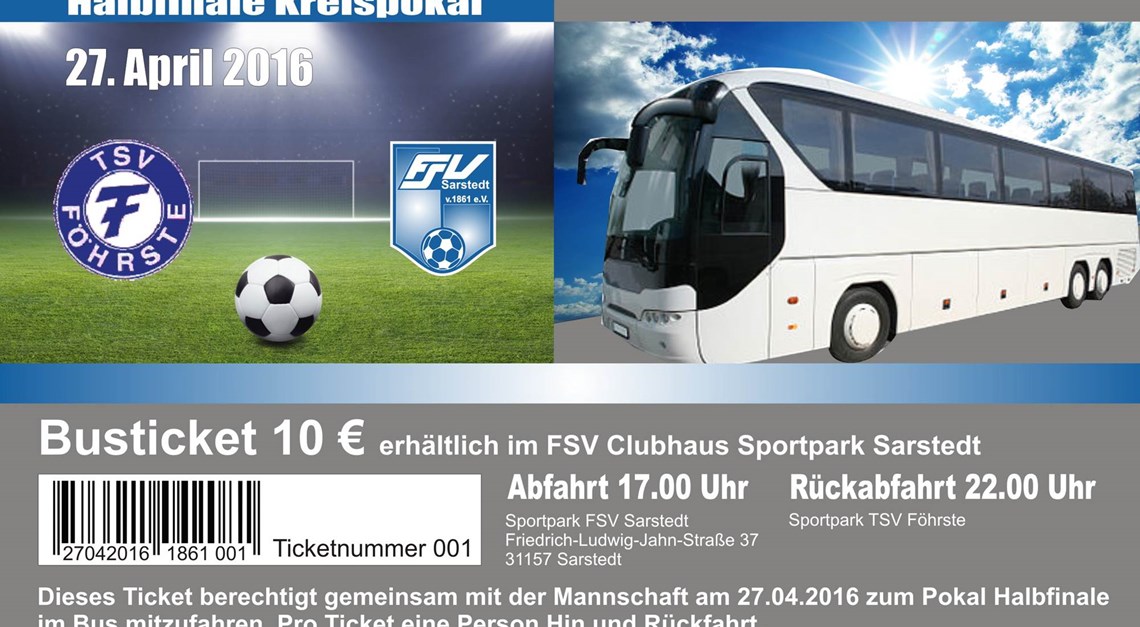 Busfahrt zum Pokalhalbfinale nach Föhrste