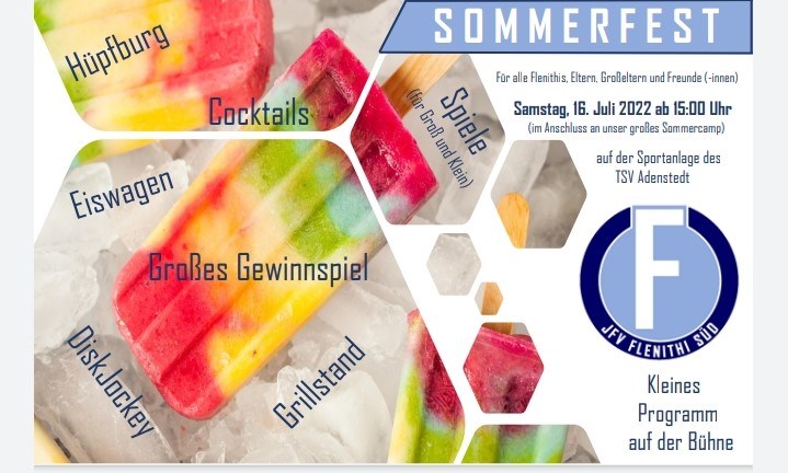 Einladung zum 2. Sommerfest des JFV Flenithi Süd!