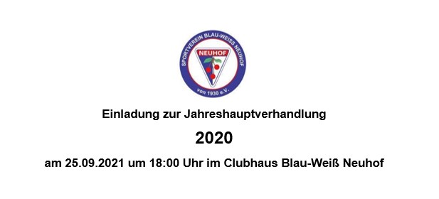 Einladung zur Jahreshauptversammlung 2020
