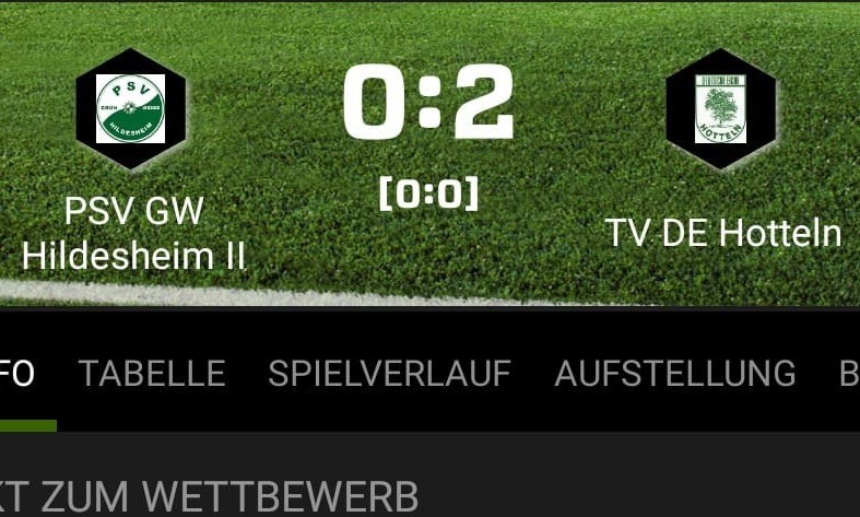 PSV II unterliegt Hotteln 0:2 (0:0)