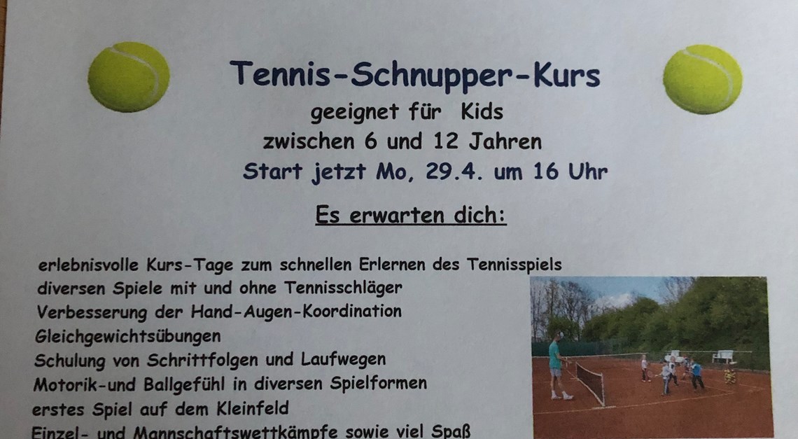 Tennisschnupperkurs für Kids