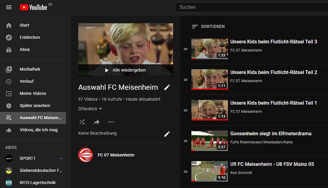 Neu auf YouTube !     -   FC 07 Meisenheim