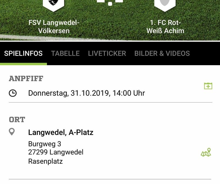 FSV Gegen 1. FC Rotweiß Achim 31.10.2019 14:00