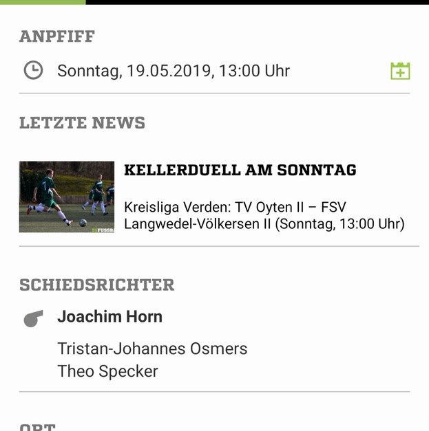 TV Oyten 2. Gegen FSV 2. 19.05.2019 13:00