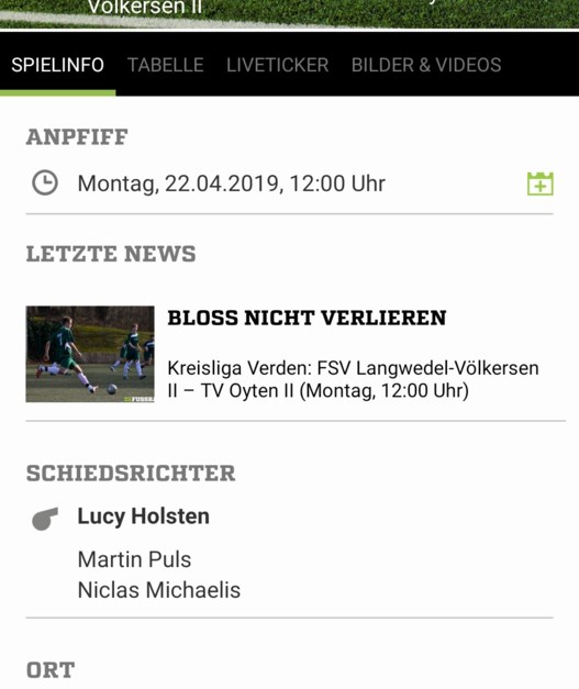 FSV Gegen TV Oyten 2. 22.04.2019 12:00 im Eiche...