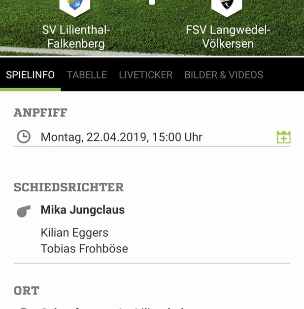 SV Lilienthl-Falkenberg Gegen FSV 22.04.2019 15:00
