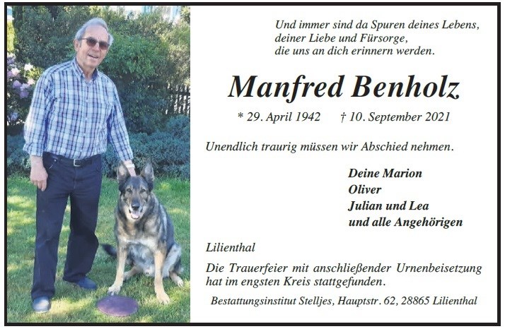 Trauer um Manfred Benholz