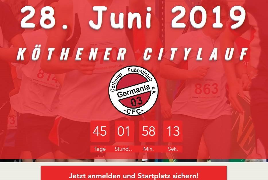Jetzt für den Köthener Citylauf 2019 anmelden!!!