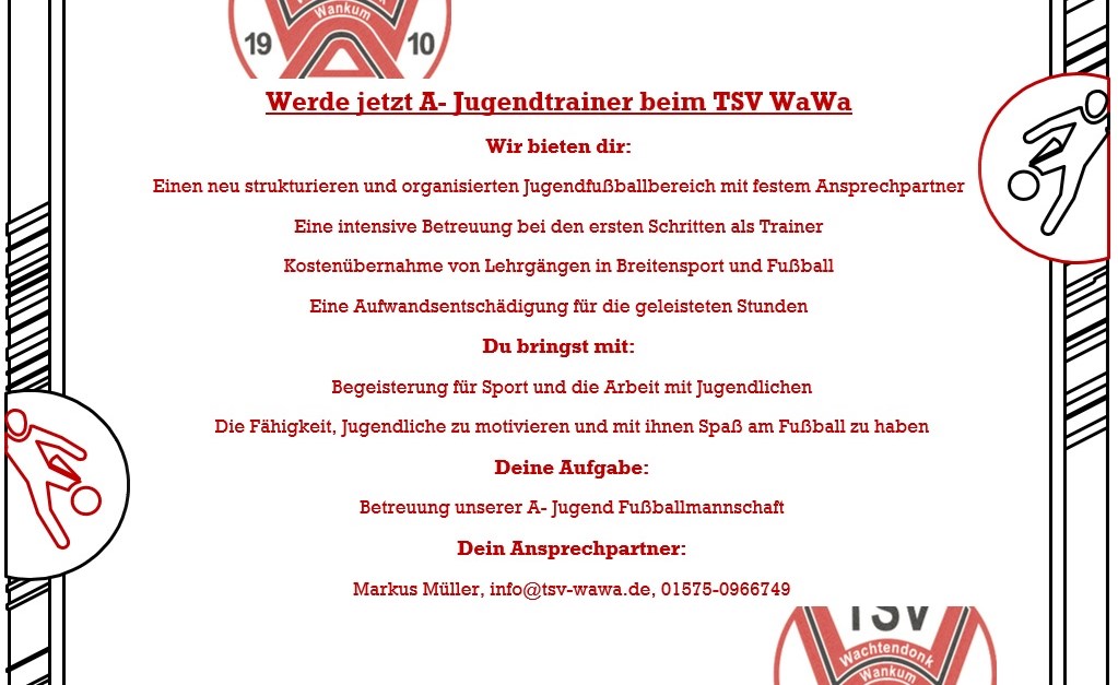 Werde A Jugendtrainer beim TSV Wachtendonk-Wankum