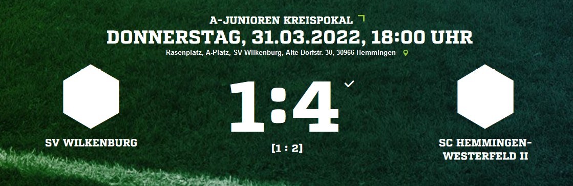 Wilkenburger A-Junioren verlieren im Kreispokal